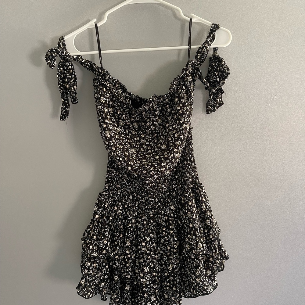 Floral Black and White romper